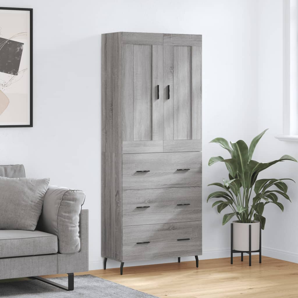 Skříň Highboard Betonově Šedá 69,5X34X180 Cm Kompozitní Dřevo