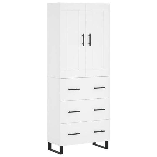 Skříň Highboard Bílá 69,5 X 34 X 180 Cm Kompozitní Dřevo