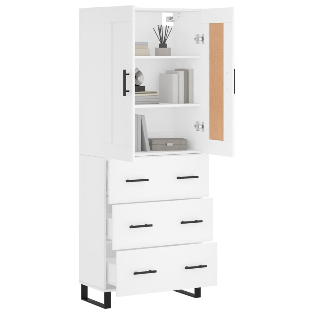 Skříň Highboard Bílá 69,5 X 34 X 180 Cm Kompozitní Dřevo