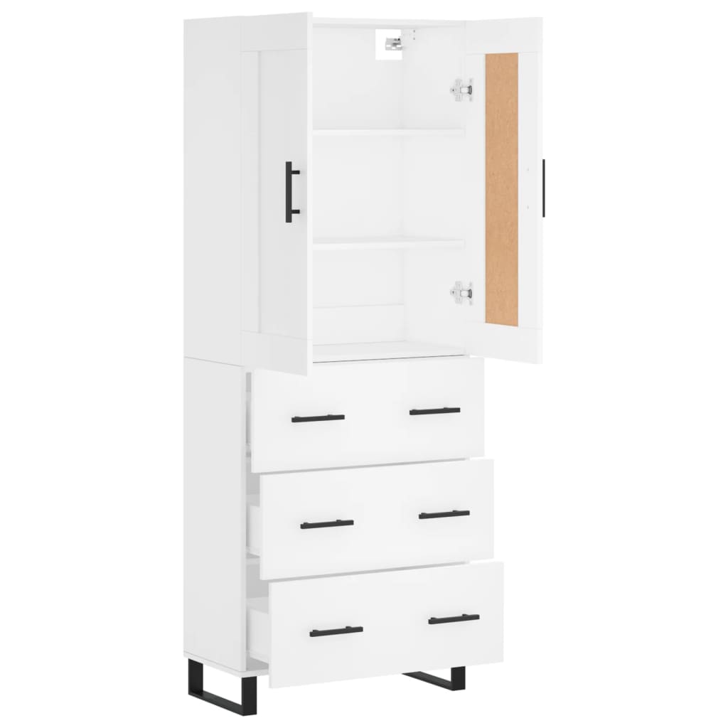 Skříň Highboard Bílá 69,5 X 34 X 180 Cm Kompozitní Dřevo