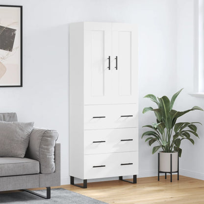 Skříň Highboard Bílá 69,5 X 34 X 180 Cm Kompozitní Dřevo