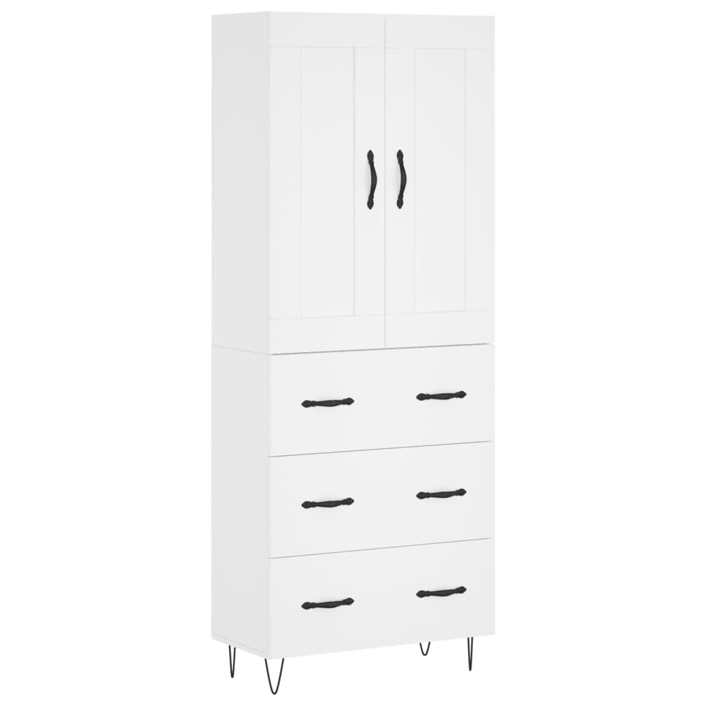 Skříň Highboard Bílá 69,5 X 34 X 180 Cm Kompozitní Dřevo