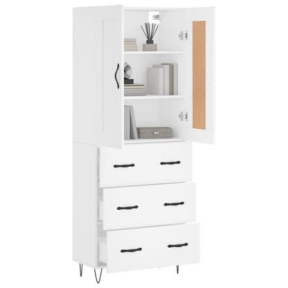 Skříň Highboard Bílá 69,5 X 34 X 180 Cm Kompozitní Dřevo