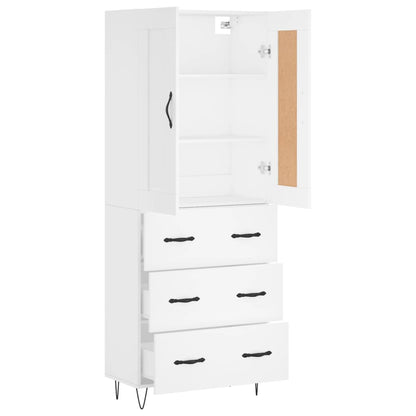 Skříň Highboard Bílá 69,5 X 34 X 180 Cm Kompozitní Dřevo