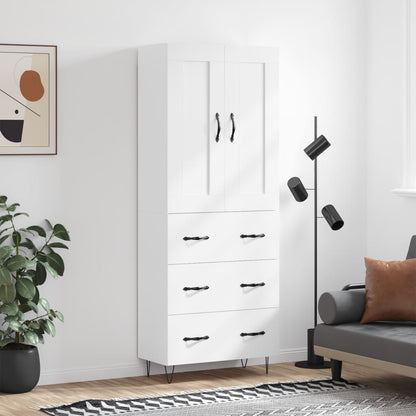 Skříň Highboard Černá 69,5 X 34 X 180 Cm Kompozitní Dřevo