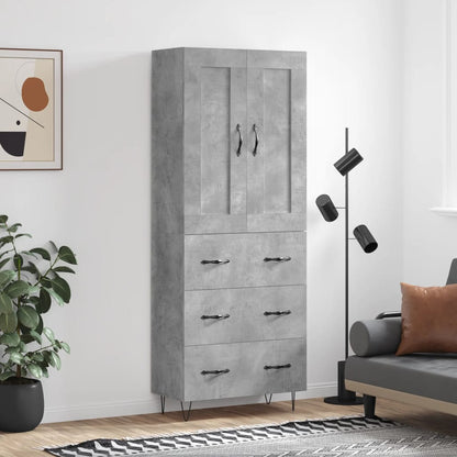 Skříň Highboard Černá 69,5 X 34 X 180 Cm Kompozitní Dřevo