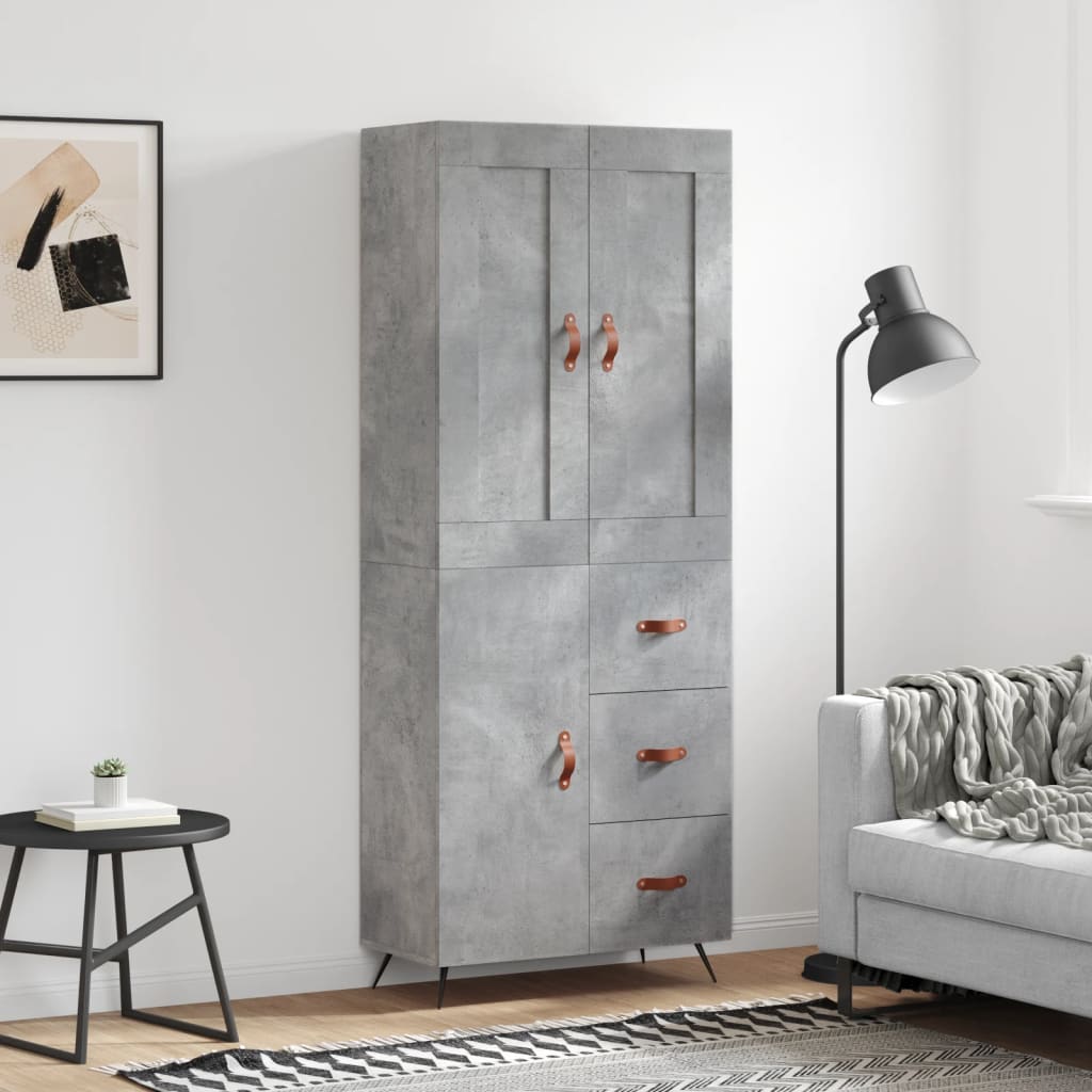 Skříň Highboard Betonově Šedá 69,5X34X180 Cm Kompozitní Dřevo