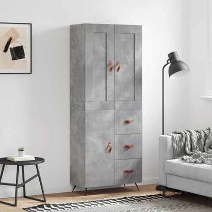 Skříň Highboard Betonově Šedá 69,5X34X180 Cm Kompozitní Dřevo