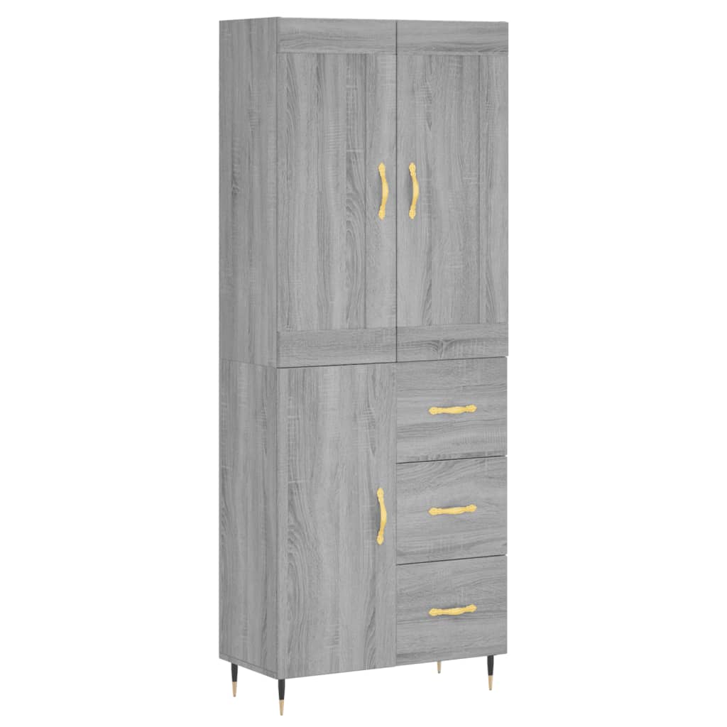 Skříň Highboard Šedá Sonoma 69,5 X 34 X 180 Cm Kompozitní Dřevo