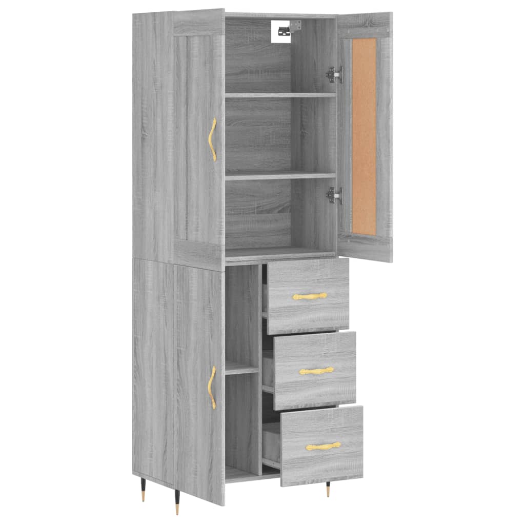 Skříň Highboard Šedá Sonoma 69,5 X 34 X 180 Cm Kompozitní Dřevo