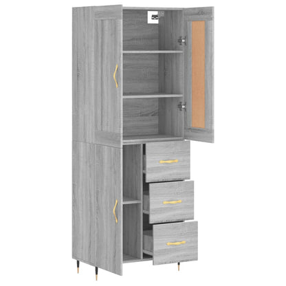 Skříň Highboard Šedá Sonoma 69,5 X 34 X 180 Cm Kompozitní Dřevo
