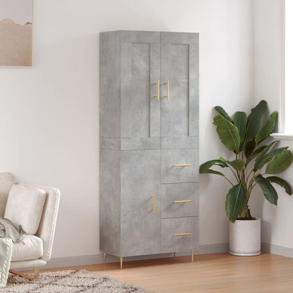 Skříň Highboard Betonově Šedá 69,5X34X180 Cm Kompozitní Dřevo