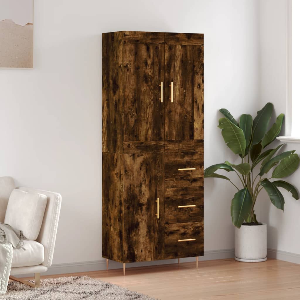 Skříň Highboard Betonově Šedá 69,5X34X180 Cm Kompozitní Dřevo