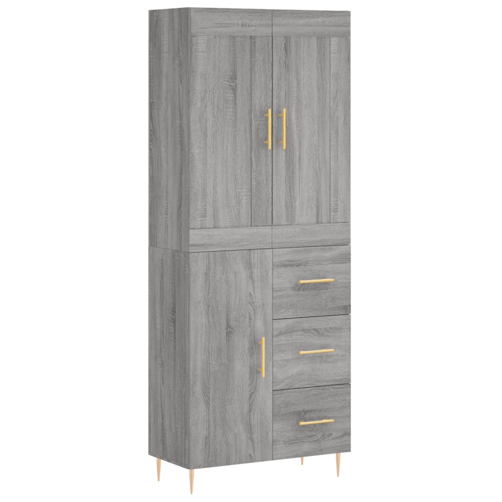 Skříň Highboard Šedá Sonoma 69,5 X 34 X 180 Cm Kompozitní Dřevo