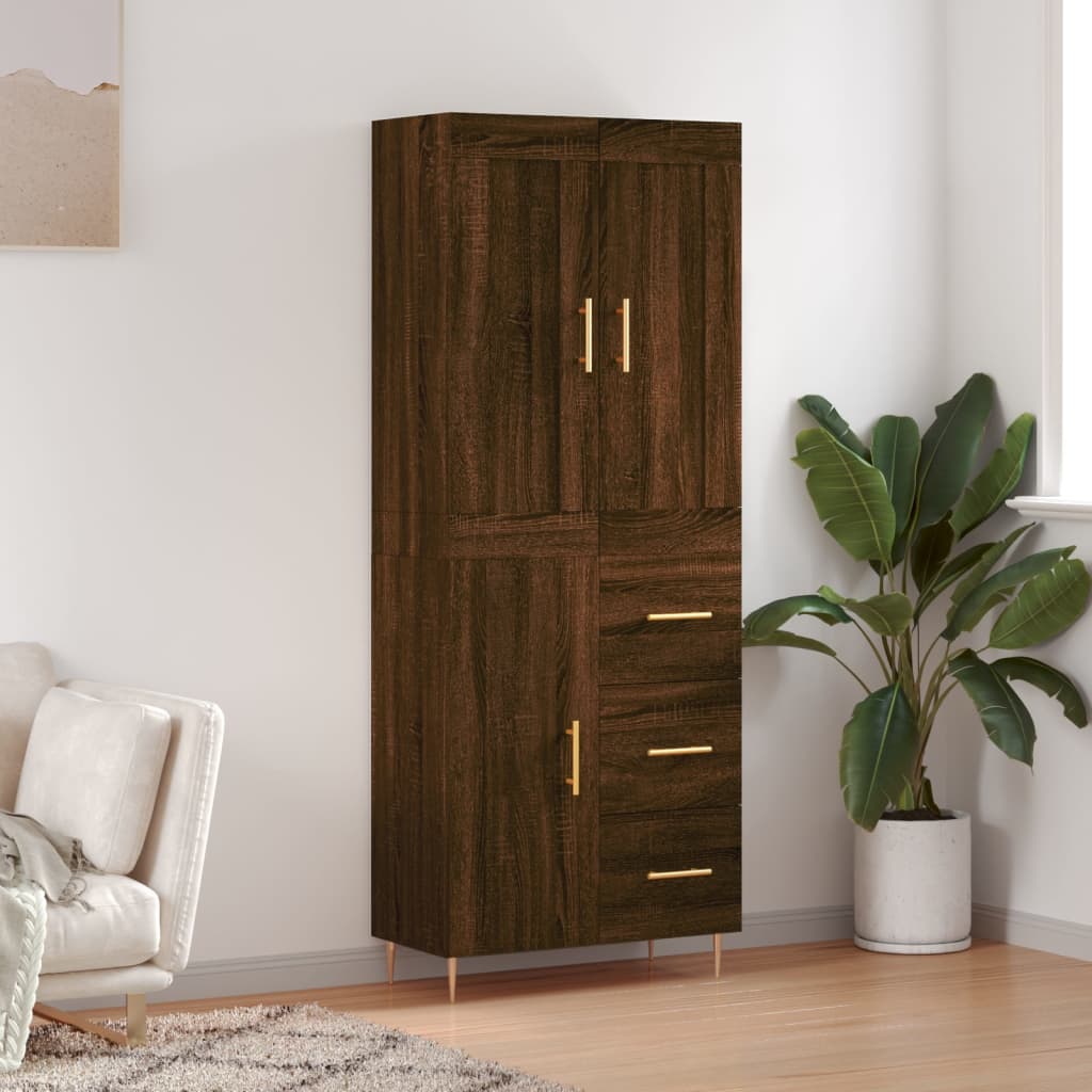 Skříň Highboard Betonově Šedá 69,5X34X180 Cm Kompozitní Dřevo