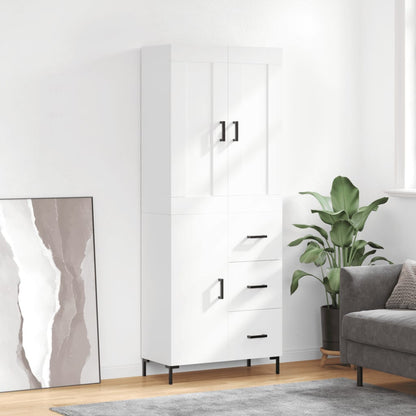 Skříň Highboard Lesklá Bílá 69,5 X 34 X 180 Cm Kompozitní Dřevo