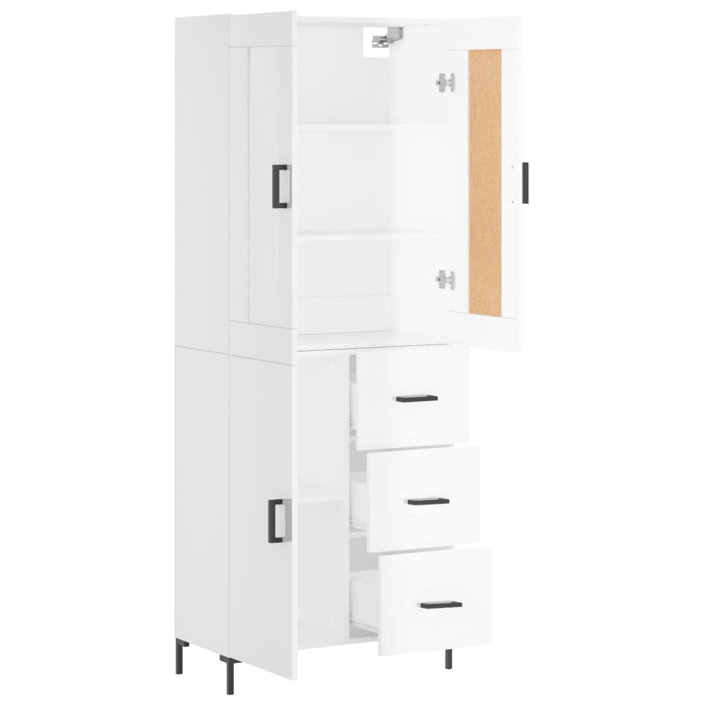 Skříň Highboard Lesklá Bílá 69,5 X 34 X 180 Cm Kompozitní Dřevo