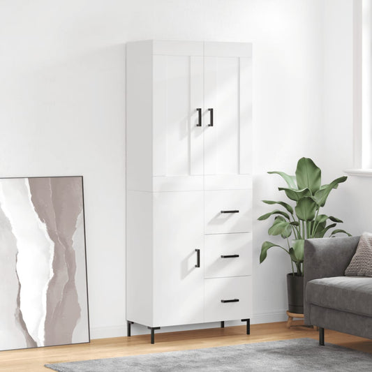 Skříň Highboard Lesklá Bílá 69,5 X 34 X 180 Cm Kompozitní Dřevo