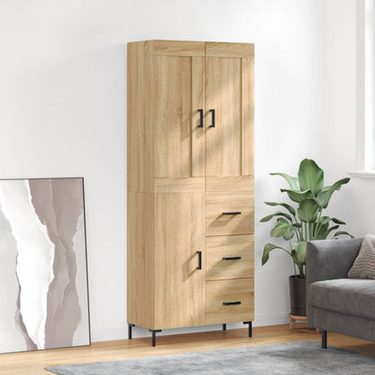Skříň Highboard Lesklá Bílá 69,5 X 34 X 180 Cm Kompozitní Dřevo