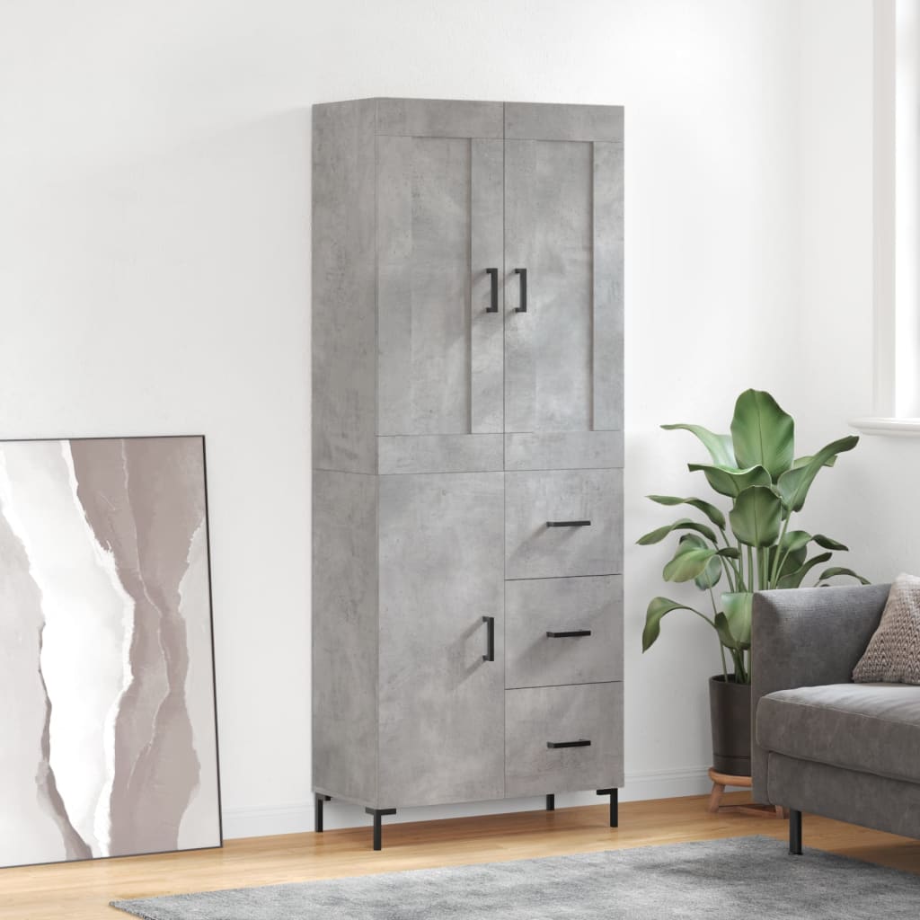Skříň Highboard Lesklá Bílá 69,5 X 34 X 180 Cm Kompozitní Dřevo