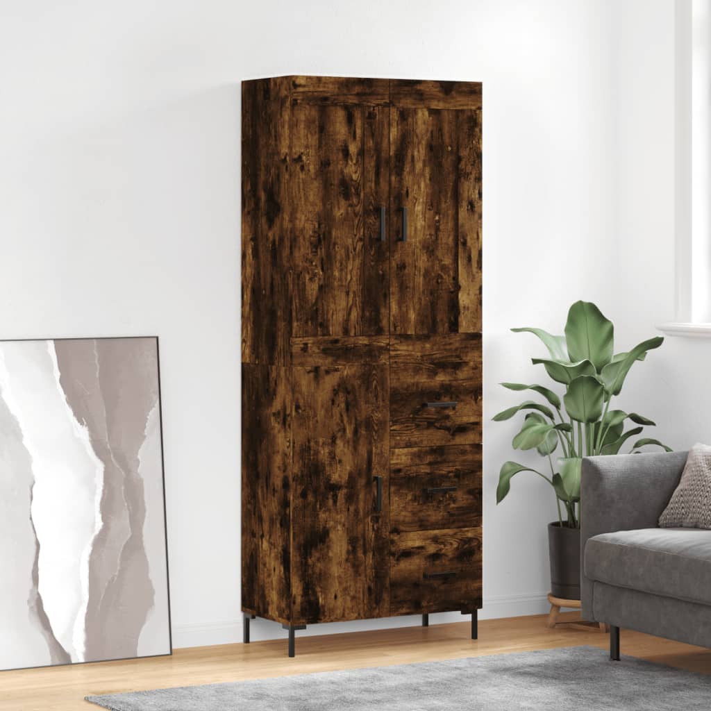 Skříň Highboard Lesklá Bílá 69,5 X 34 X 180 Cm Kompozitní Dřevo