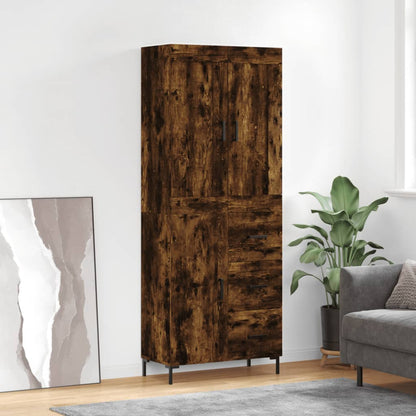 Skříň Highboard Lesklá Bílá 69,5 X 34 X 180 Cm Kompozitní Dřevo
