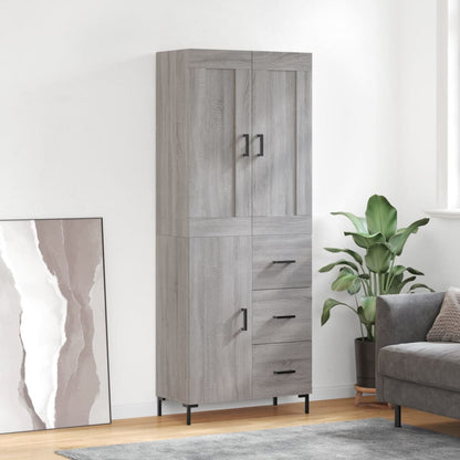 Skříň Highboard Lesklá Bílá 69,5 X 34 X 180 Cm Kompozitní Dřevo
