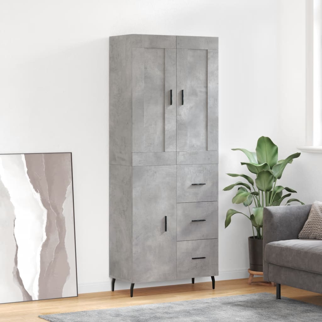 Skříň Highboard Betonově Šedá 69,5X34X180 Cm Kompozitní Dřevo