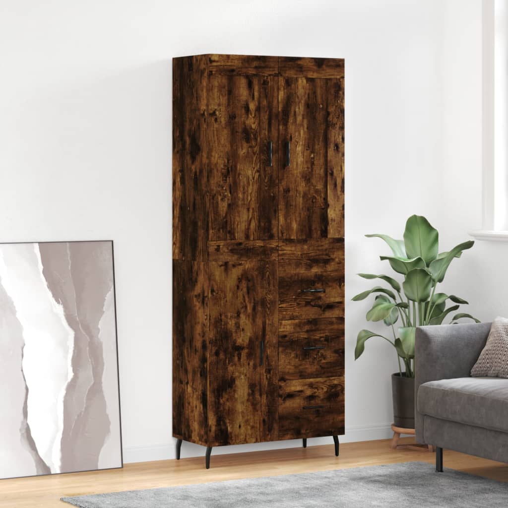 Skříň Highboard Betonově Šedá 69,5X34X180 Cm Kompozitní Dřevo