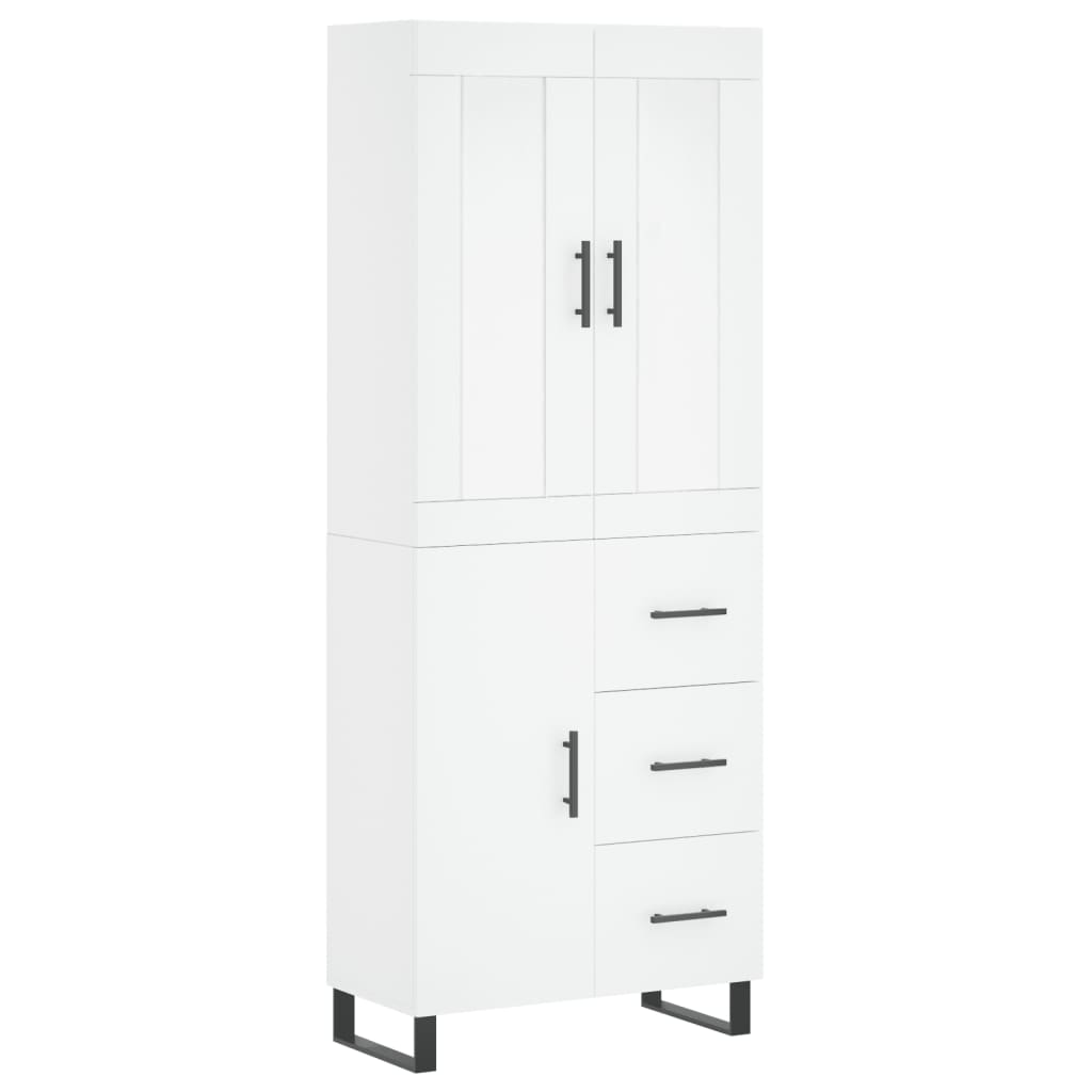 Skříň Highboard Bílá 69,5 X 34 X 180 Cm Kompozitní Dřevo