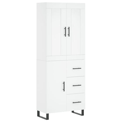 Skříň Highboard Bílá 69,5 X 34 X 180 Cm Kompozitní Dřevo