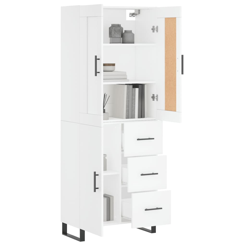 Skříň Highboard Bílá 69,5 X 34 X 180 Cm Kompozitní Dřevo