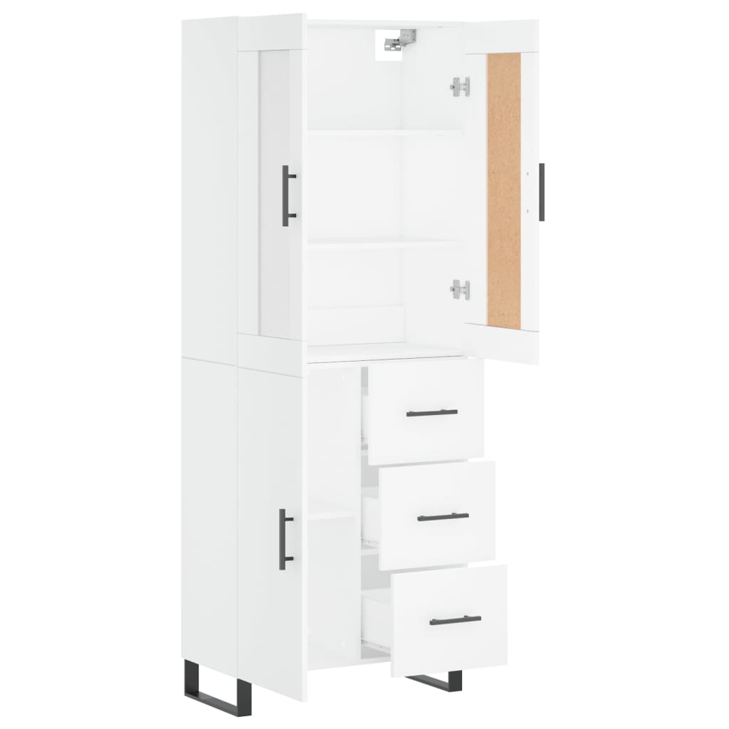 Skříň Highboard Bílá 69,5 X 34 X 180 Cm Kompozitní Dřevo