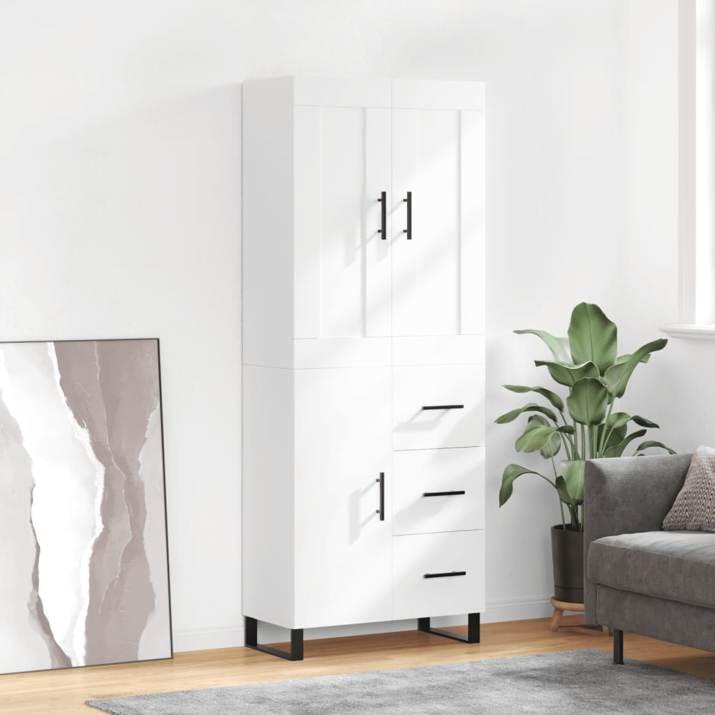 Skříň Highboard Bílá 69,5 X 34 X 180 Cm Kompozitní Dřevo