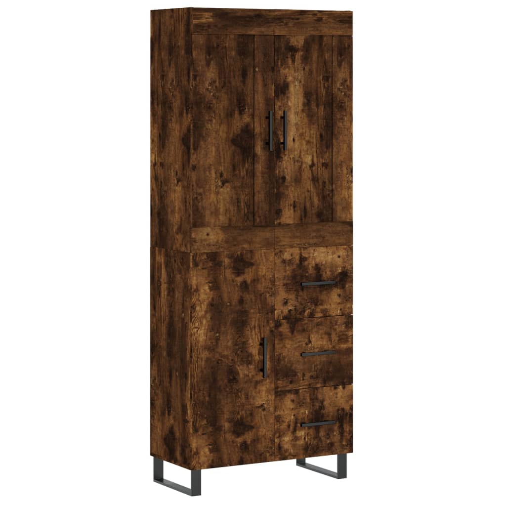 Skříň Highboard Kouřový Dub 69,5 X 34 X 180 Cm Kompozitní Dřevo