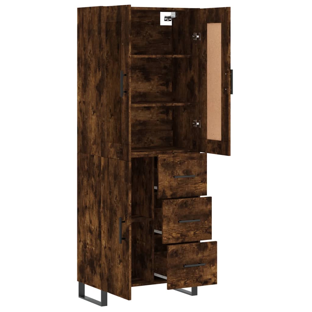 Skříň Highboard Kouřový Dub 69,5 X 34 X 180 Cm Kompozitní Dřevo