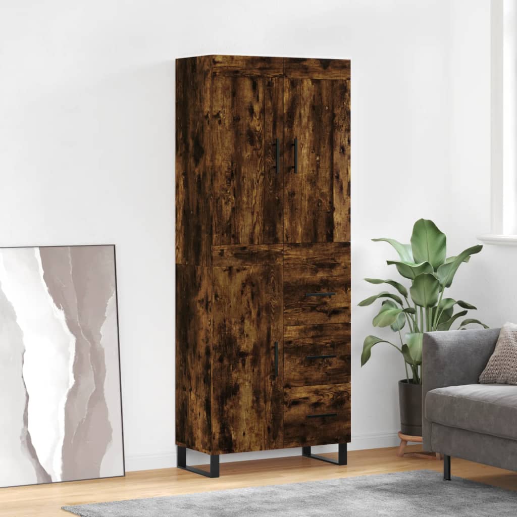 Skříň Highboard Kouřový Dub 69,5 X 34 X 180 Cm Kompozitní Dřevo