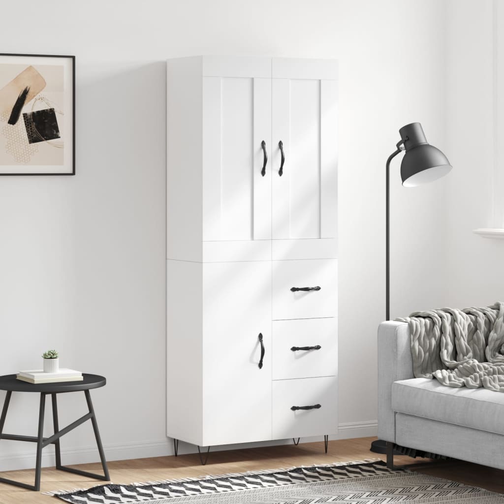 Skříň Highboard Černá 69,5 X 34 X 180 Cm Kompozitní Dřevo