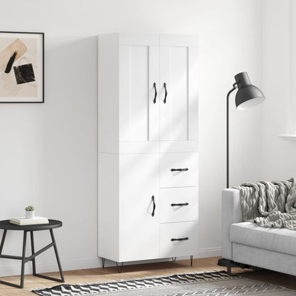 Skříň Highboard Černá 69,5 X 34 X 180 Cm Kompozitní Dřevo