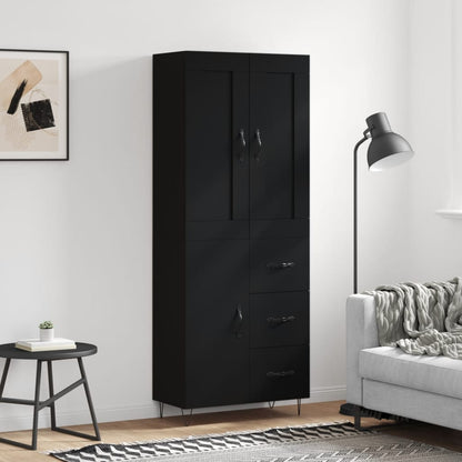 Skříň Highboard Černá 69,5 X 34 X 180 Cm Kompozitní Dřevo