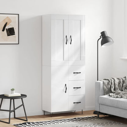 Skříň Highboard Černá 69,5 X 34 X 180 Cm Kompozitní Dřevo