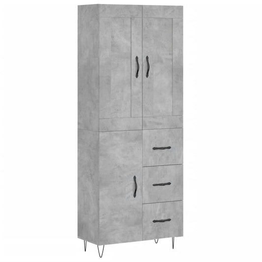 Skříň Highboard Betonově Šedá 69,5X34X180 Cm Kompozitní Dřevo