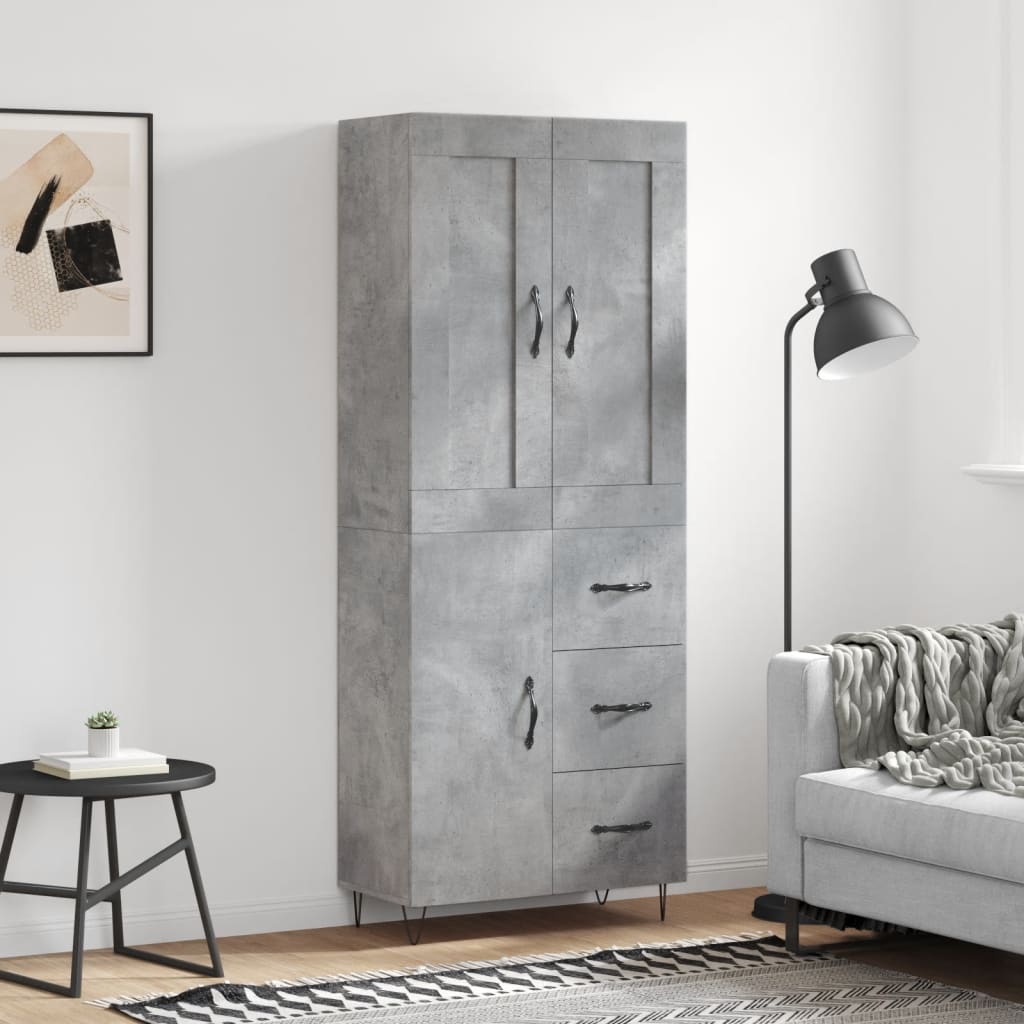 Skříň Highboard Černá 69,5 X 34 X 180 Cm Kompozitní Dřevo