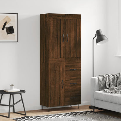 Skříň Highboard Černá 69,5 X 34 X 180 Cm Kompozitní Dřevo