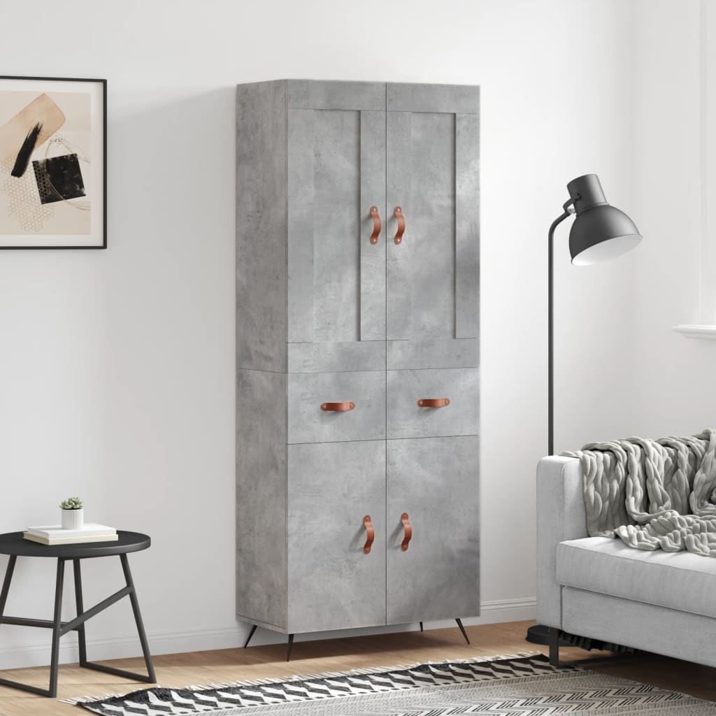 Skříň Highboard Betonově Šedá 69,5X34X180 Cm Kompozitní Dřevo