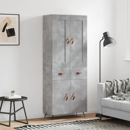 Skříň Highboard Betonově Šedá 69,5X34X180 Cm Kompozitní Dřevo