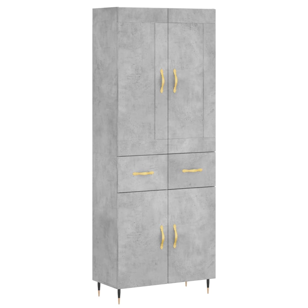 Skříň Highboard Betonově Šedá 69,5X34X180 Cm Kompozitní Dřevo