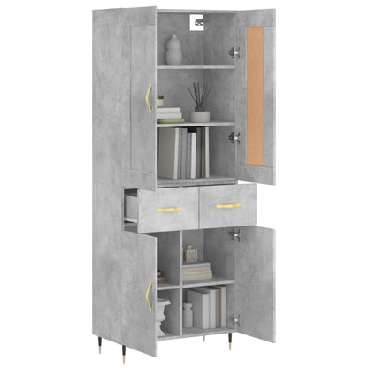 Skříň Highboard Betonově Šedá 69,5X34X180 Cm Kompozitní Dřevo