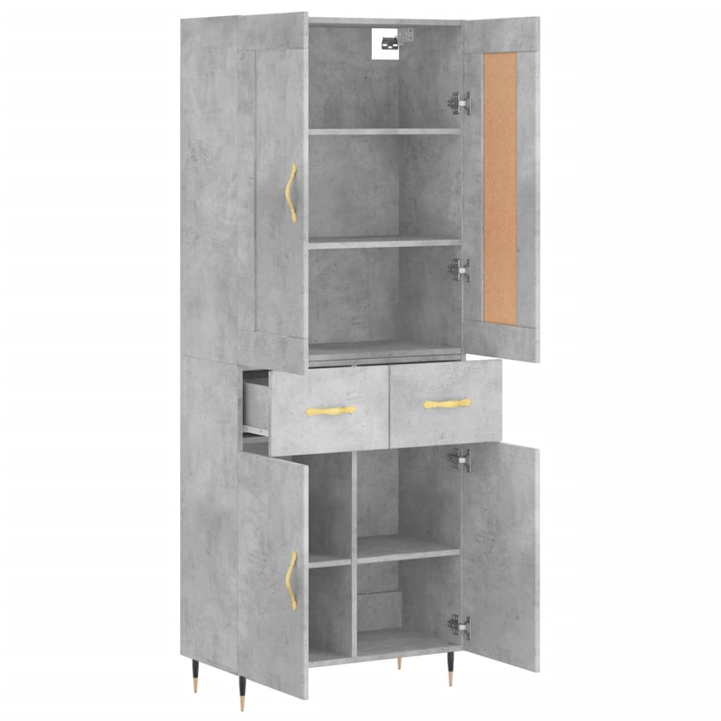 Skříň Highboard Betonově Šedá 69,5X34X180 Cm Kompozitní Dřevo