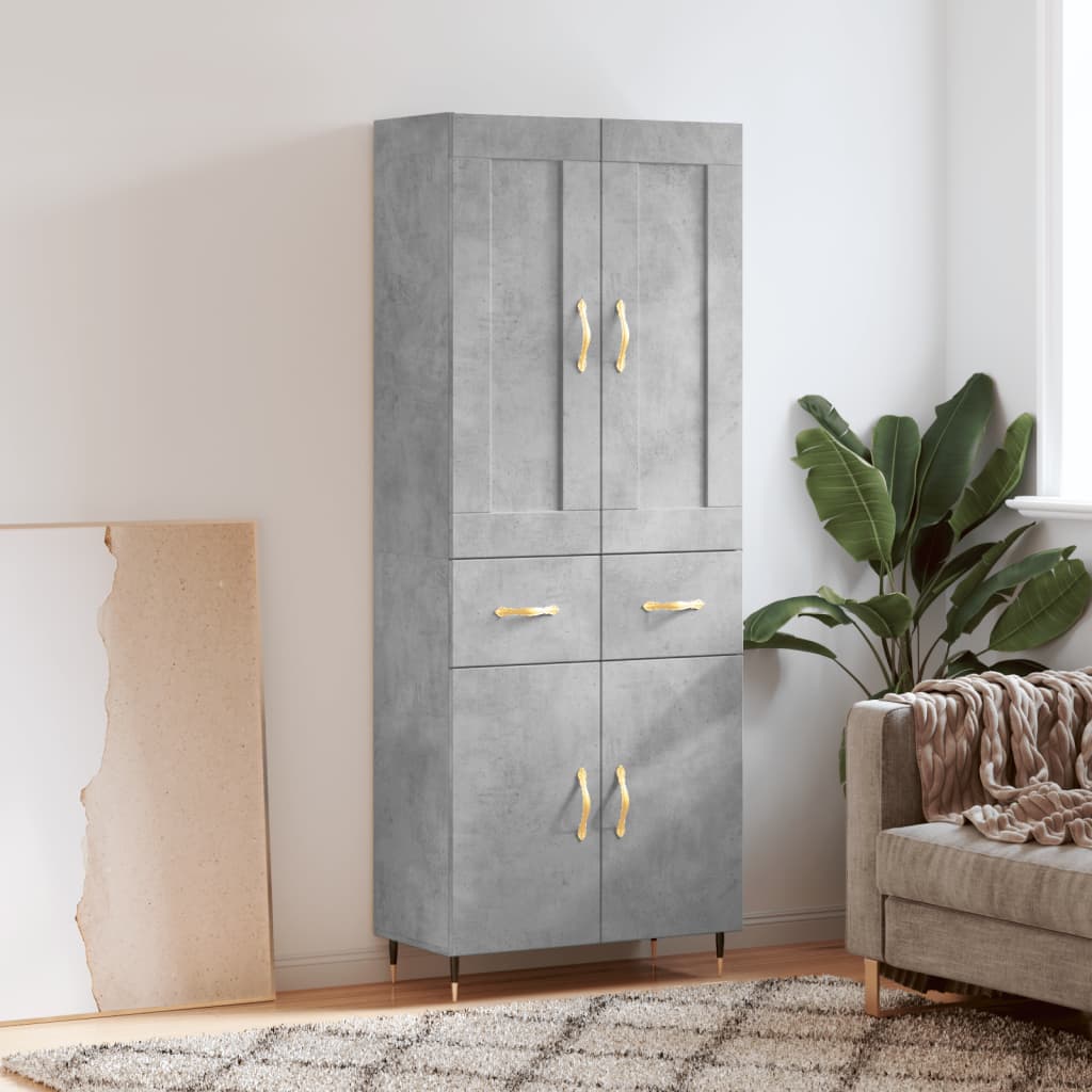 Skříň Highboard Betonově Šedá 69,5X34X180 Cm Kompozitní Dřevo